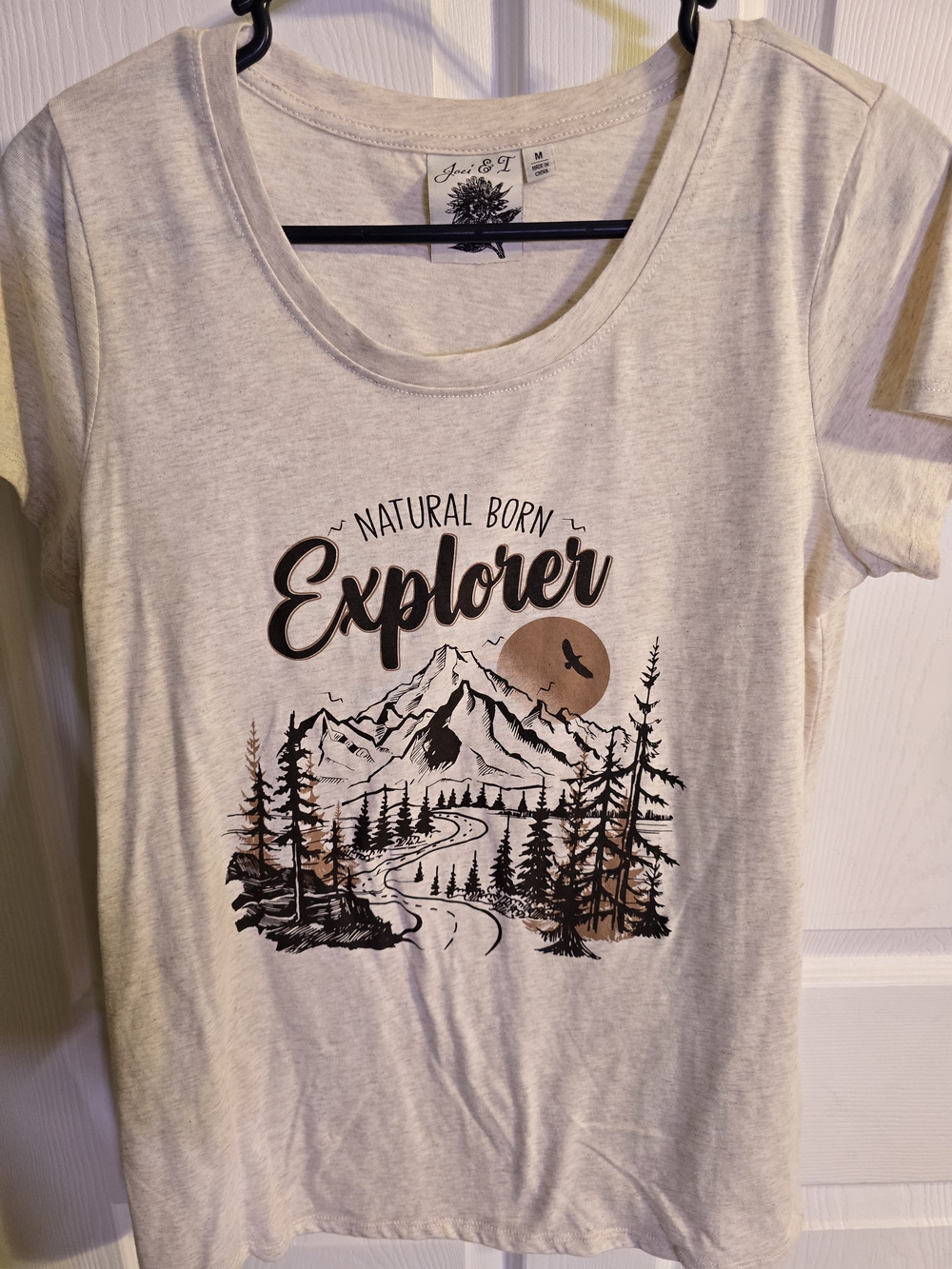 Jou J. & T. Women's Cream 'Natural Born Explorer' Graphic Tee